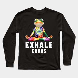 Exhale Chaos Zen Frog Meditation Yoga Long Sleeve T-Shirt